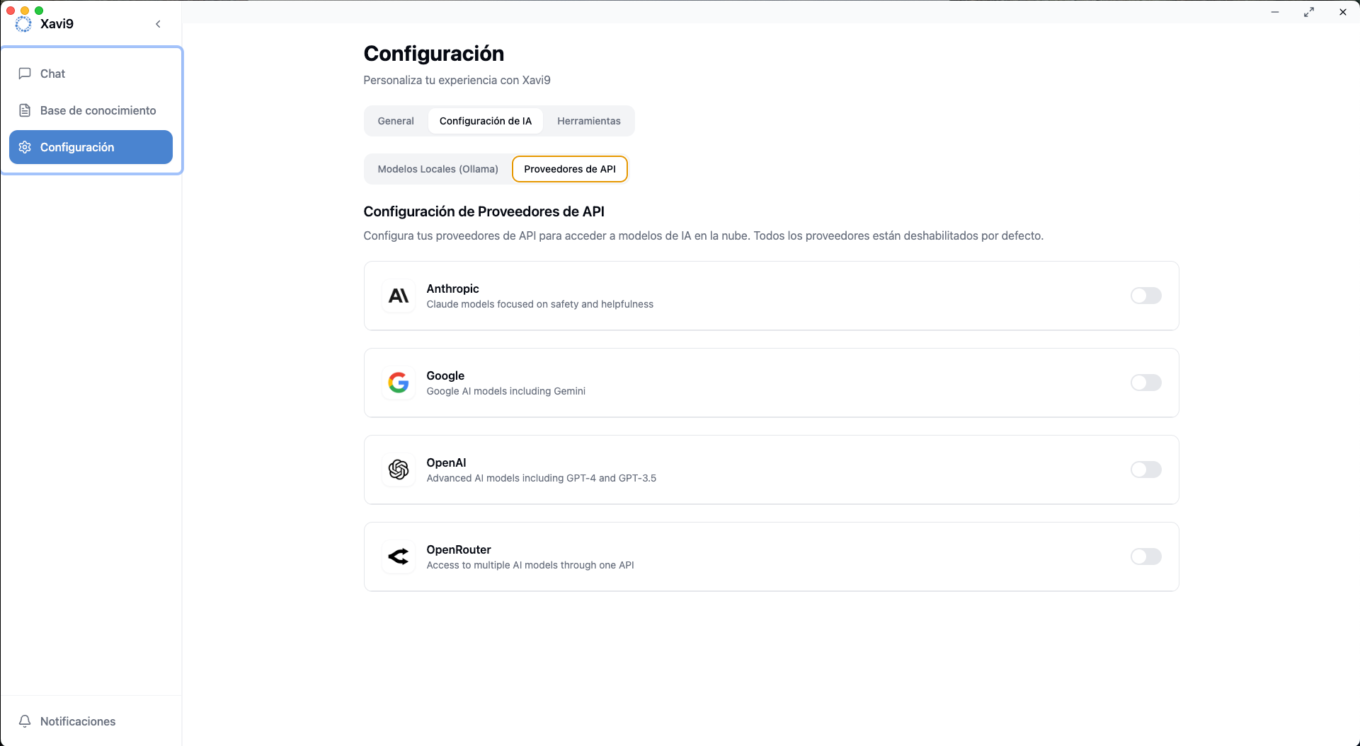 Configuración de modelos